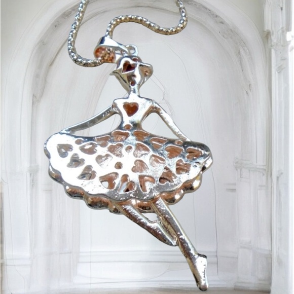 Betsey Johnson Red Crystal Ballet Dancing Girl Pendant Necklace NEW in package - Picture 3 of 16